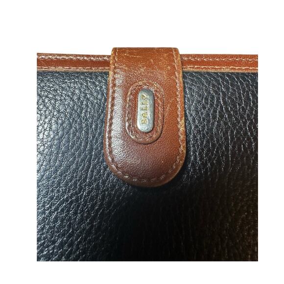 Vintage Bally wallet with multiple card slots black with brown trim Leather rare - Picture 2 of 16